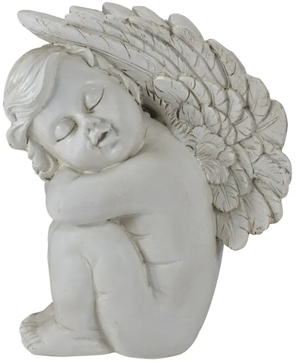 7.5" Ivory Left Facing Sleeping Cherub Angel Outdoor Garden Statue