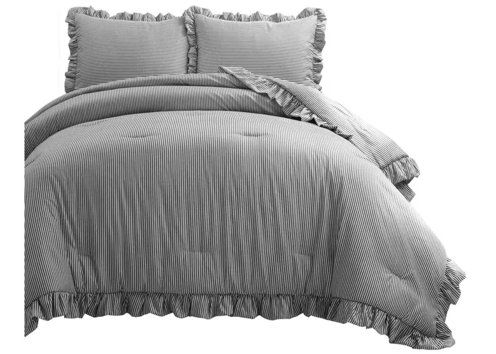 Reyna Stripe Ruffle Soft Reversible Oversized Comforter 3-Pc Set