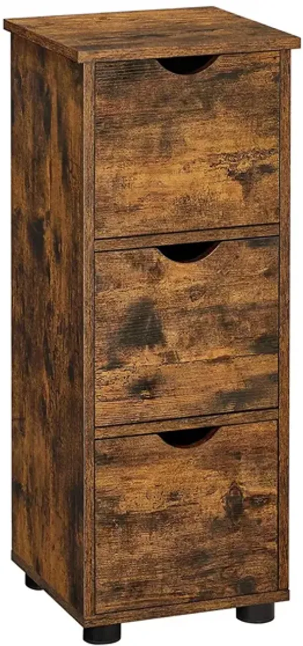 Hivvago Rustic Brown 3 Drawers Storage Cabinet for Bathroom