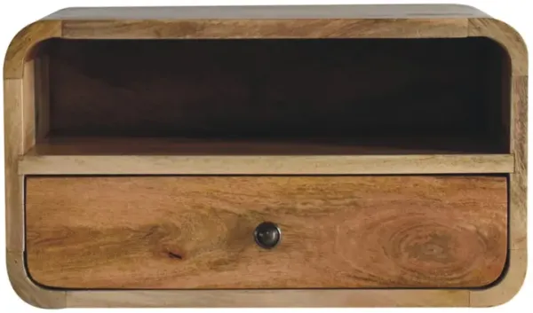 Large Oak-ish Curve Upper Slot Floating Bedside