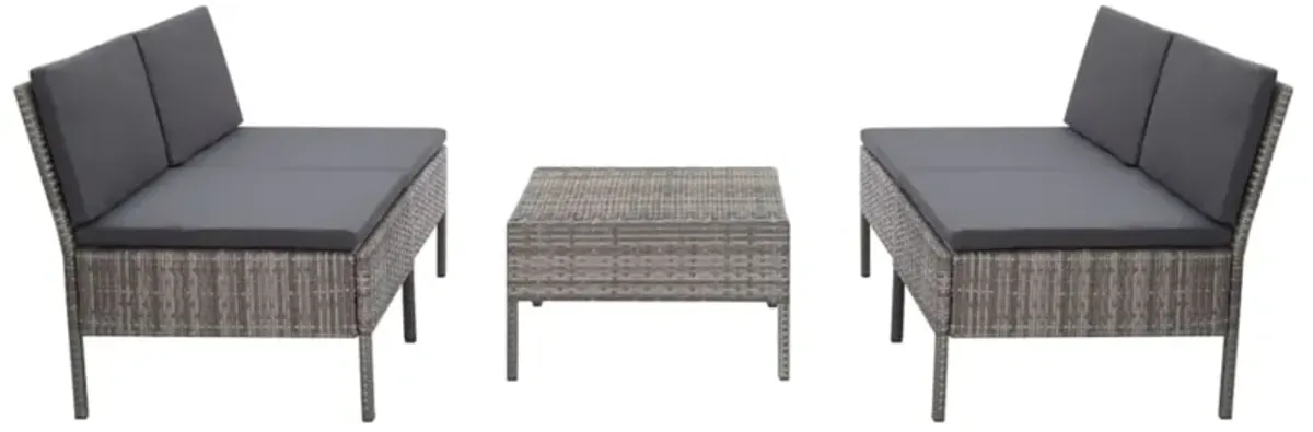 vidaXL 5 Piece Garden Sofa Set with Cushions Poly Rattan Gray