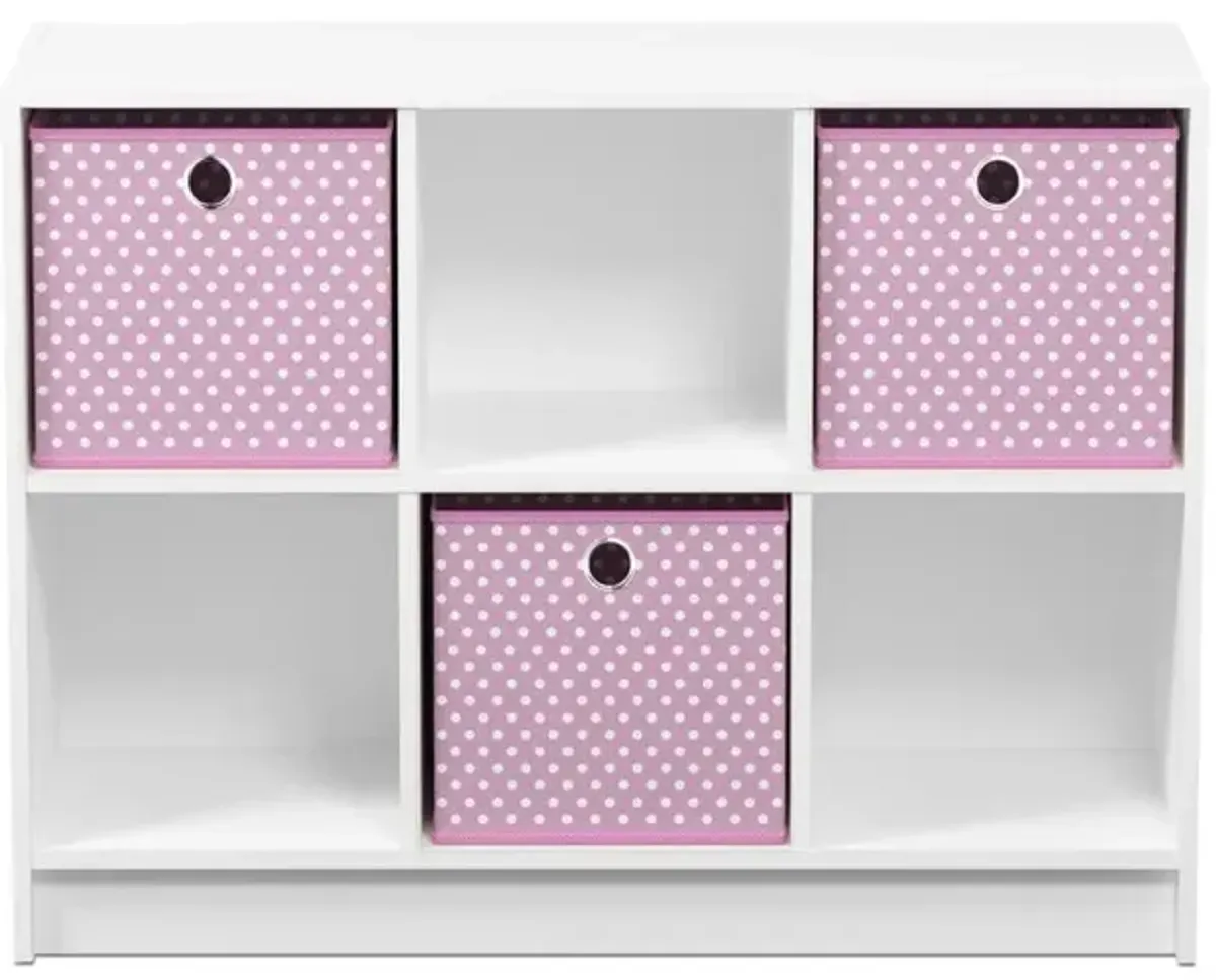 Furinno Basic 3x2 Bookcase Storage w/Bins, White/Pink, 99940WH/LPI