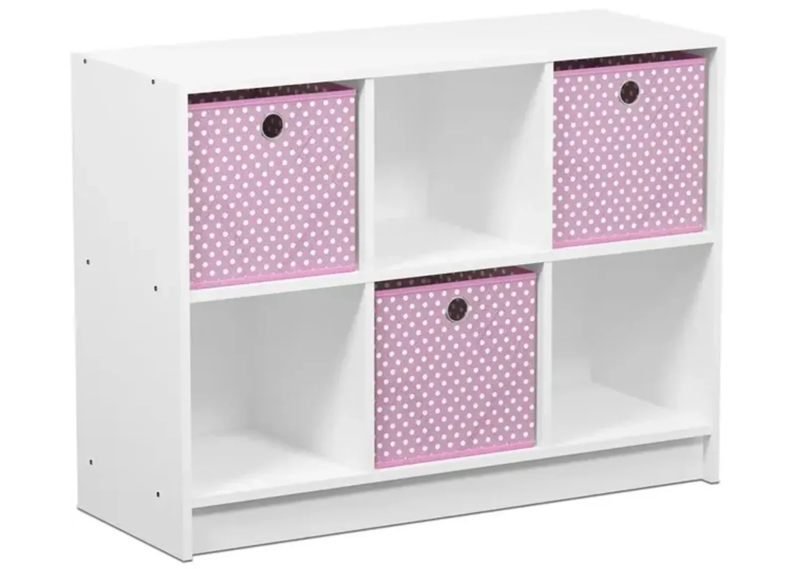 Furinno Basic 3x2 Bookcase Storage w/Bins, White/Pink, 99940WH/LPI