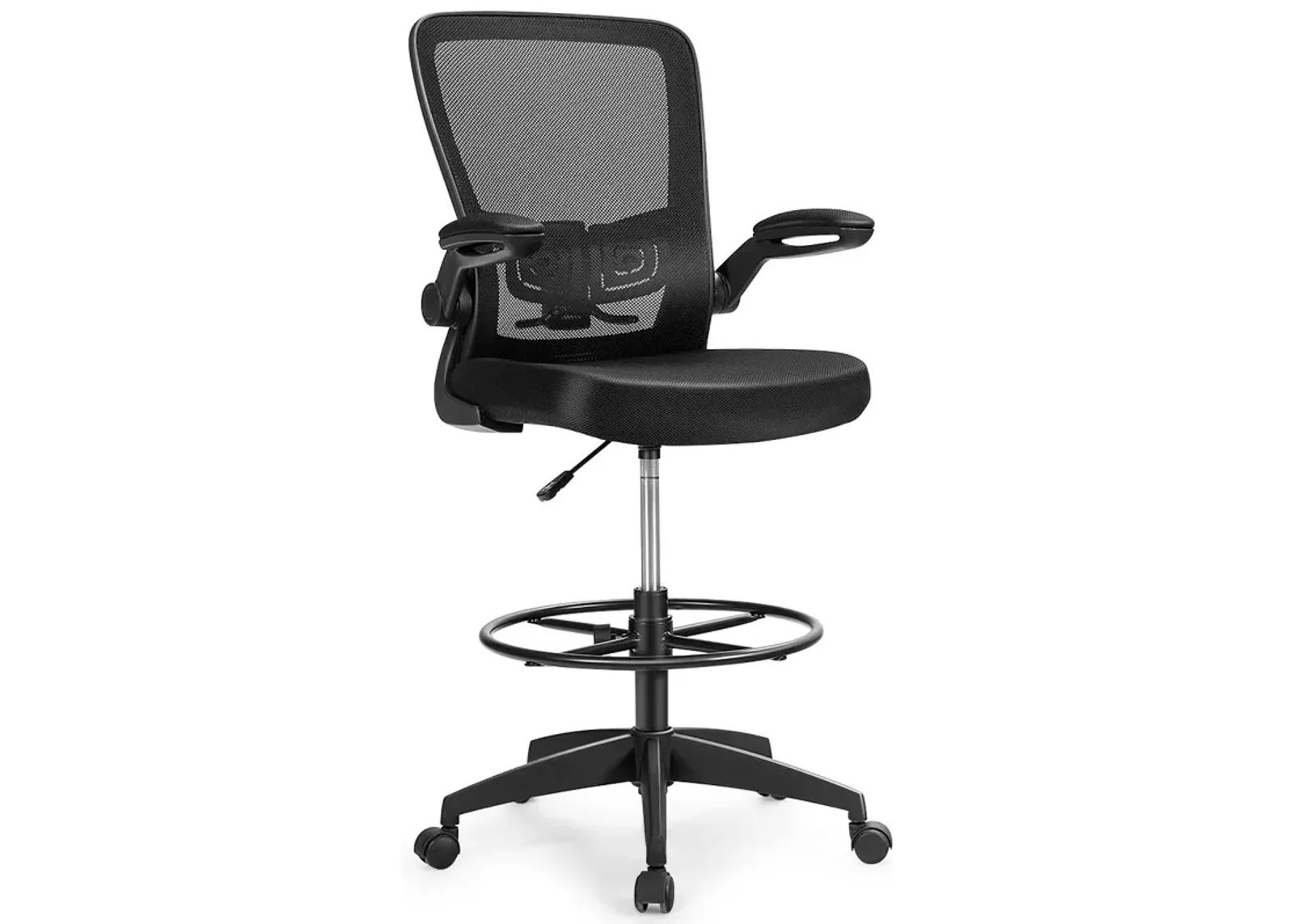 Height Adjustable Drafting Chair with Flip Up Arms for Home Office