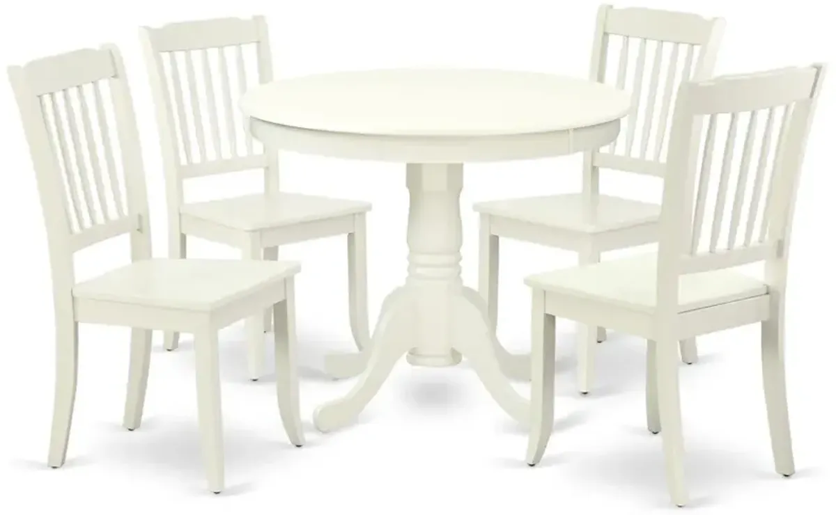 Dining Room Set Linen White, ANDA5-LWH-W