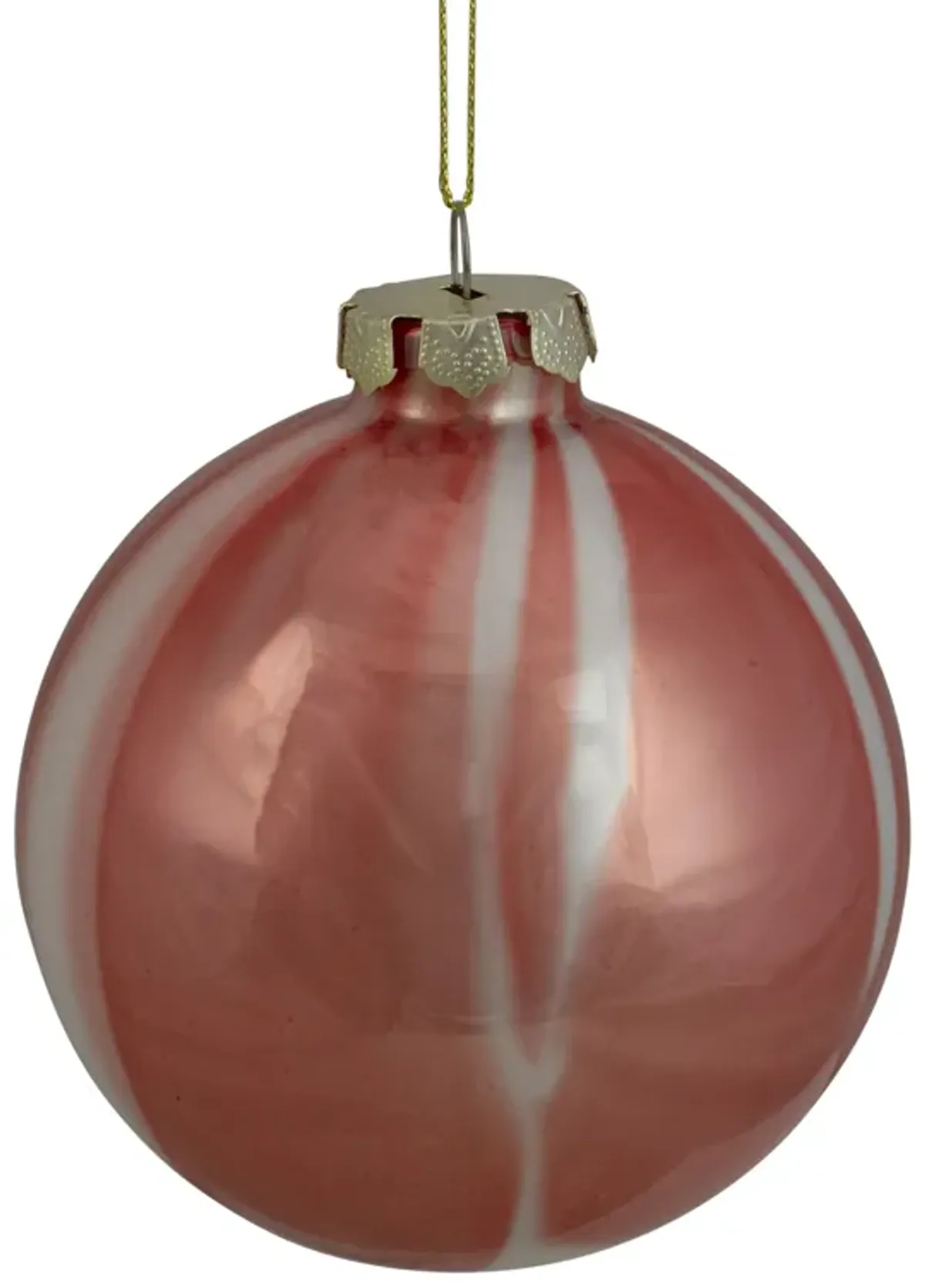 4" Red and White Marbled Glass Christmas Ornament