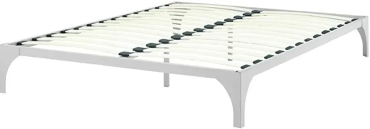 Hivvago King size Modern Metal Platform Bed Frame in Silver Finish with Wood Slats