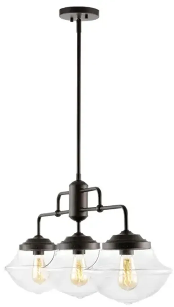 Avery 3-Light Industrial Farmhouse Rustic Iron/Glass Linear LED Pendant