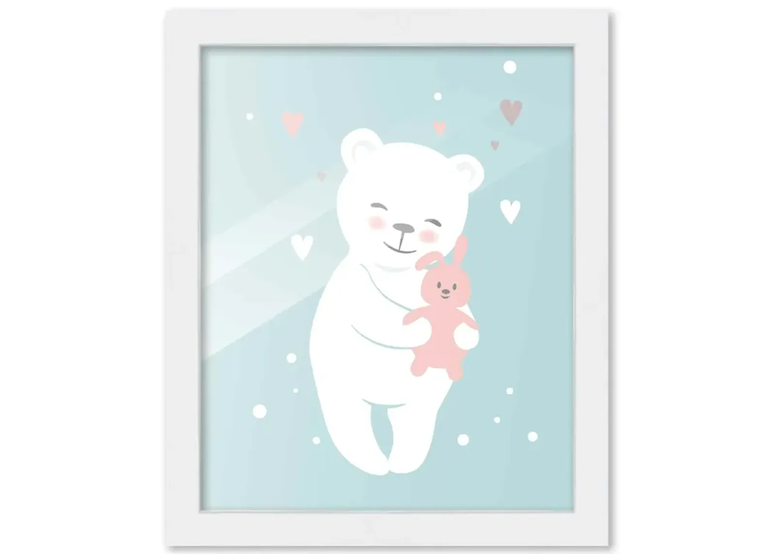 8x10 Framed Nursery Wall Art Hand Drawn Twinkle Teddy Bear Poster in White Wood Frame For Kid Bedroom or Playroom