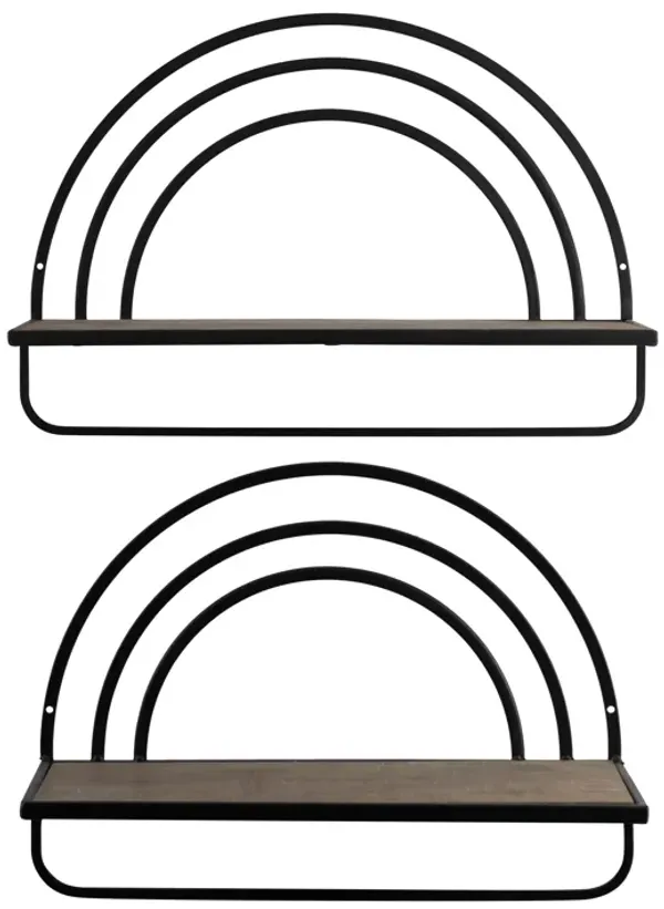 S/2 Rainbow Style Shlvs, Br/Bk