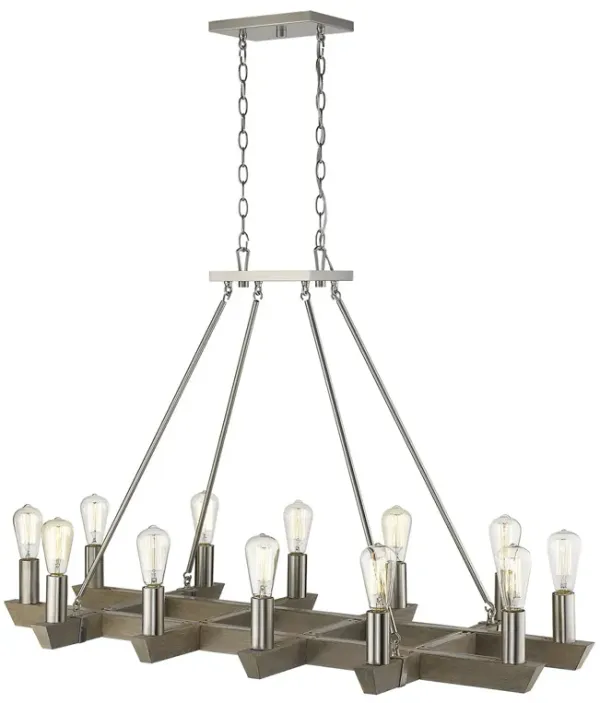 Hivvago Silver Kitchen Island Twelve Light Metal Dimmable Chandelier