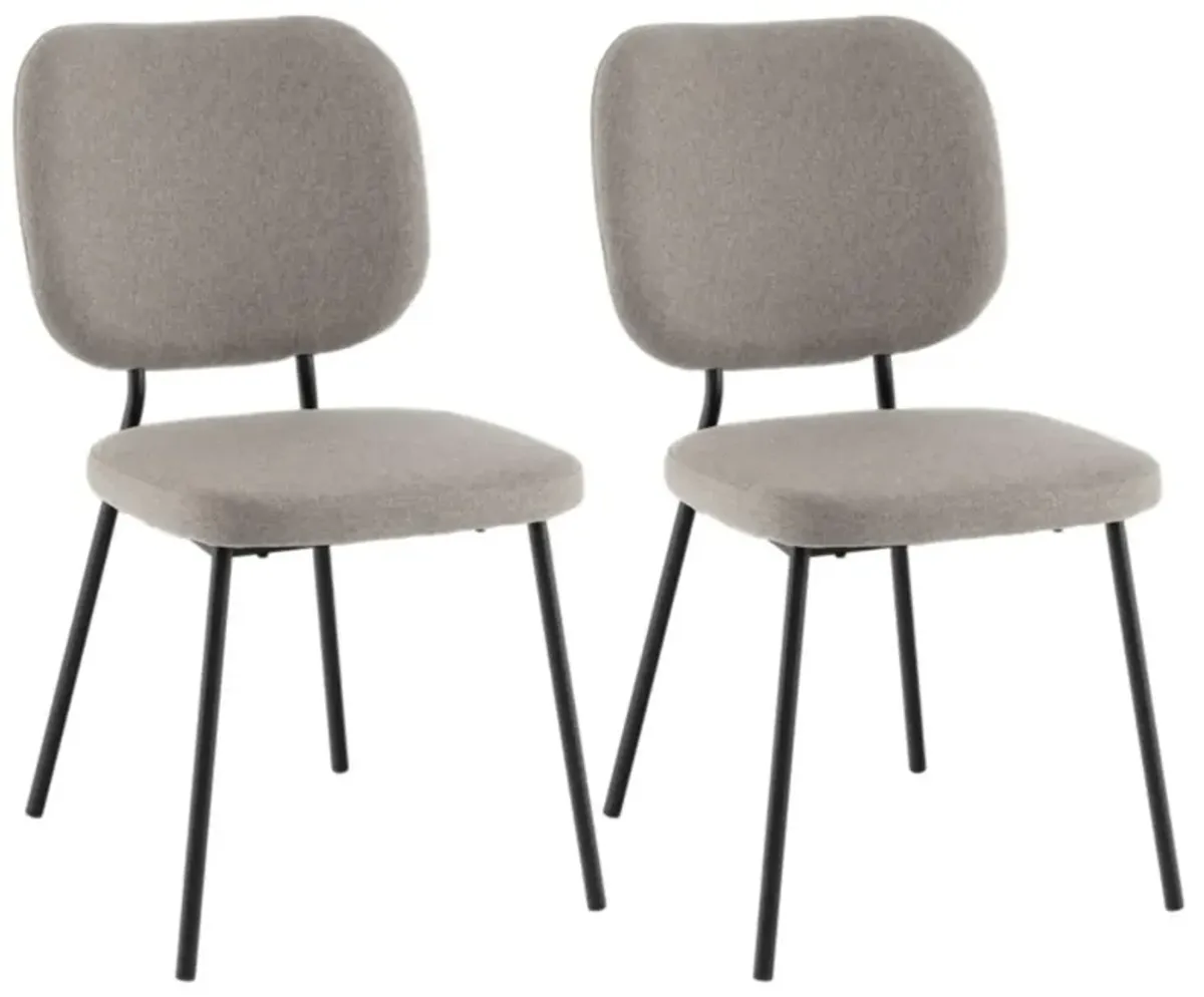 Hivvago Set of 2 Modern Armless Dining Chairs with Linen Fabric