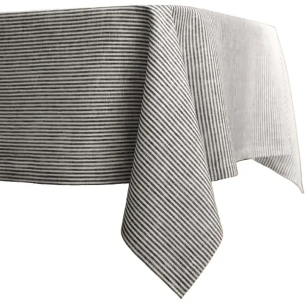 Solino Home 100% Pure Linen Tablecloth - Narrow Stripe