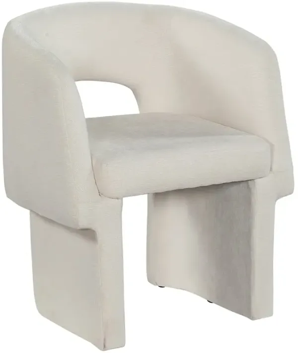 Meridian Furniture Emmet Cream Chenille Fabric Dining Chair / Accent Chair