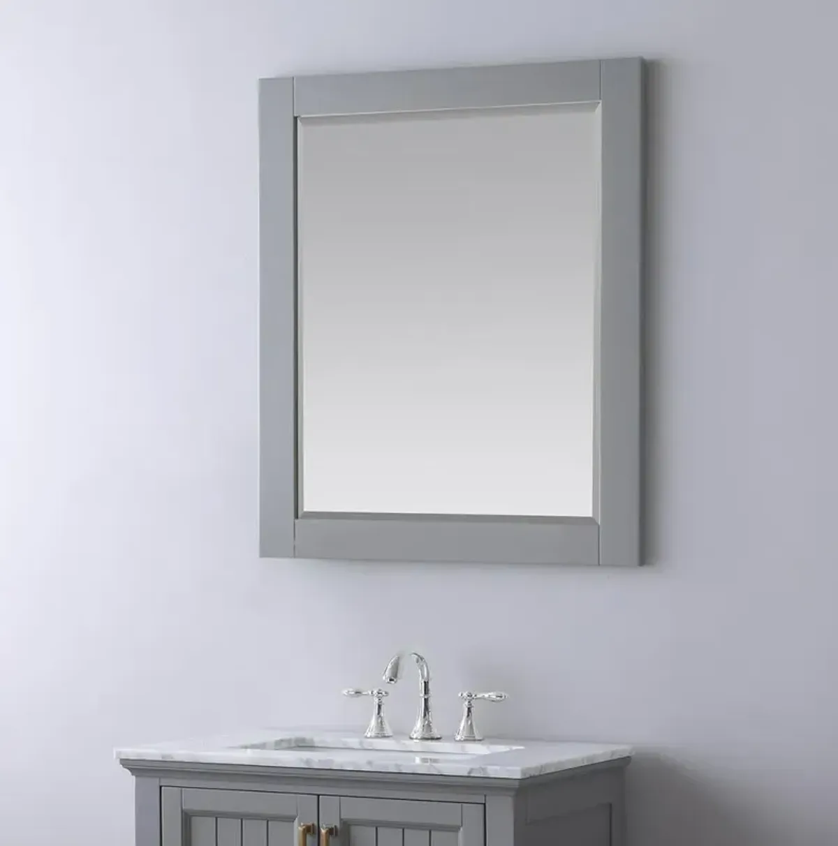 Altair 28 Rectangular Bathroom Wood Framed Wall Mirror in Classic Gray