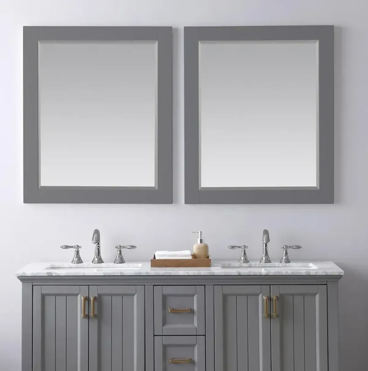 Altair 28 Rectangular Bathroom Wood Framed Wall Mirror in Classic Gray