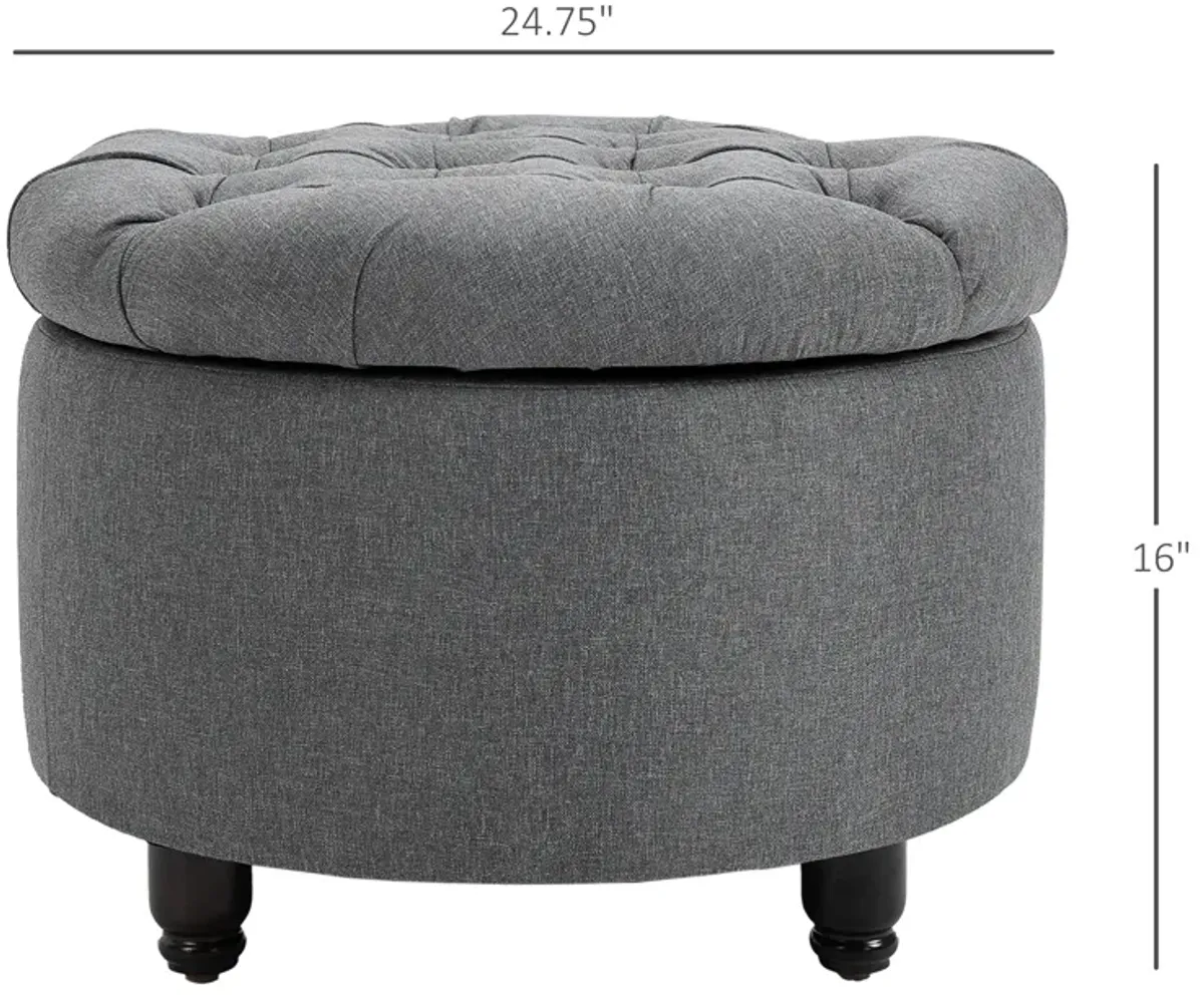 Upholstered Linen Storage Stool Button Tufted Door Stool Small Furniture