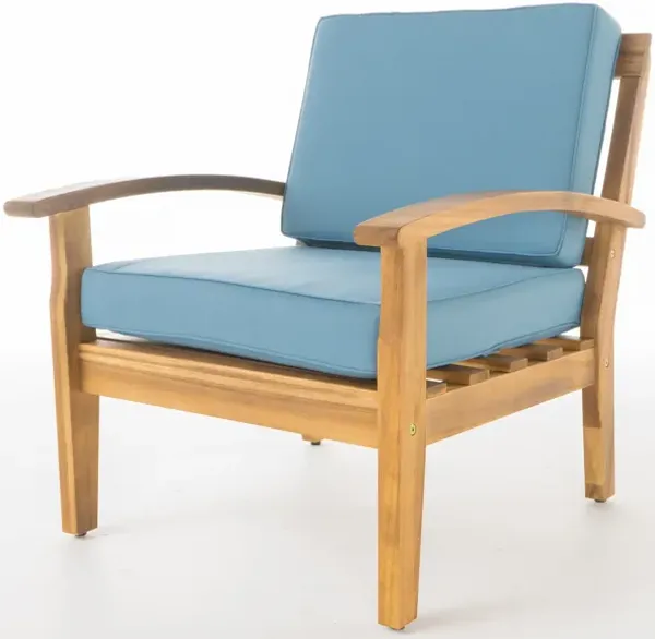 Merax Outdoor Acacia Wood Chairs Set of 2 - Deep Seat  with Weatherproof Cushions