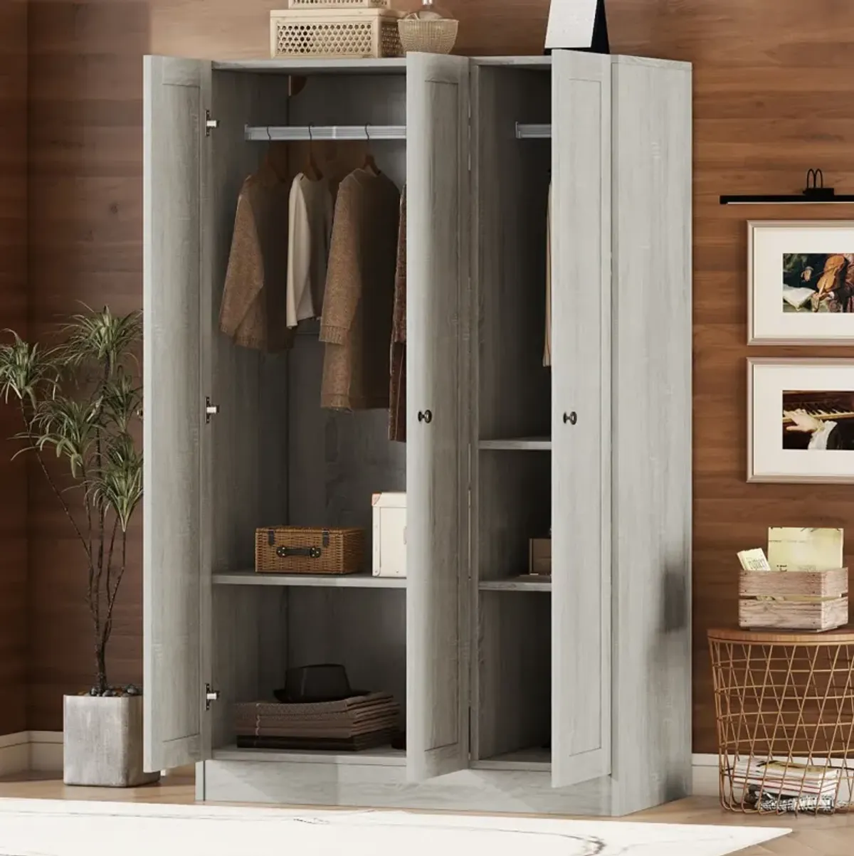 3-Door Shutter Wardrobe With Shelves