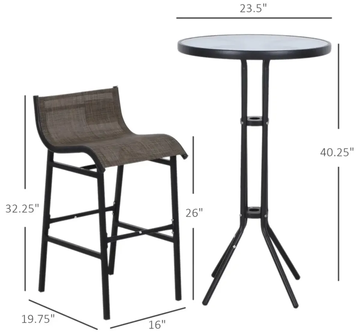 Elevated Outdoor Dining: 3-Piece Black/Tan High-Top Bistro Set