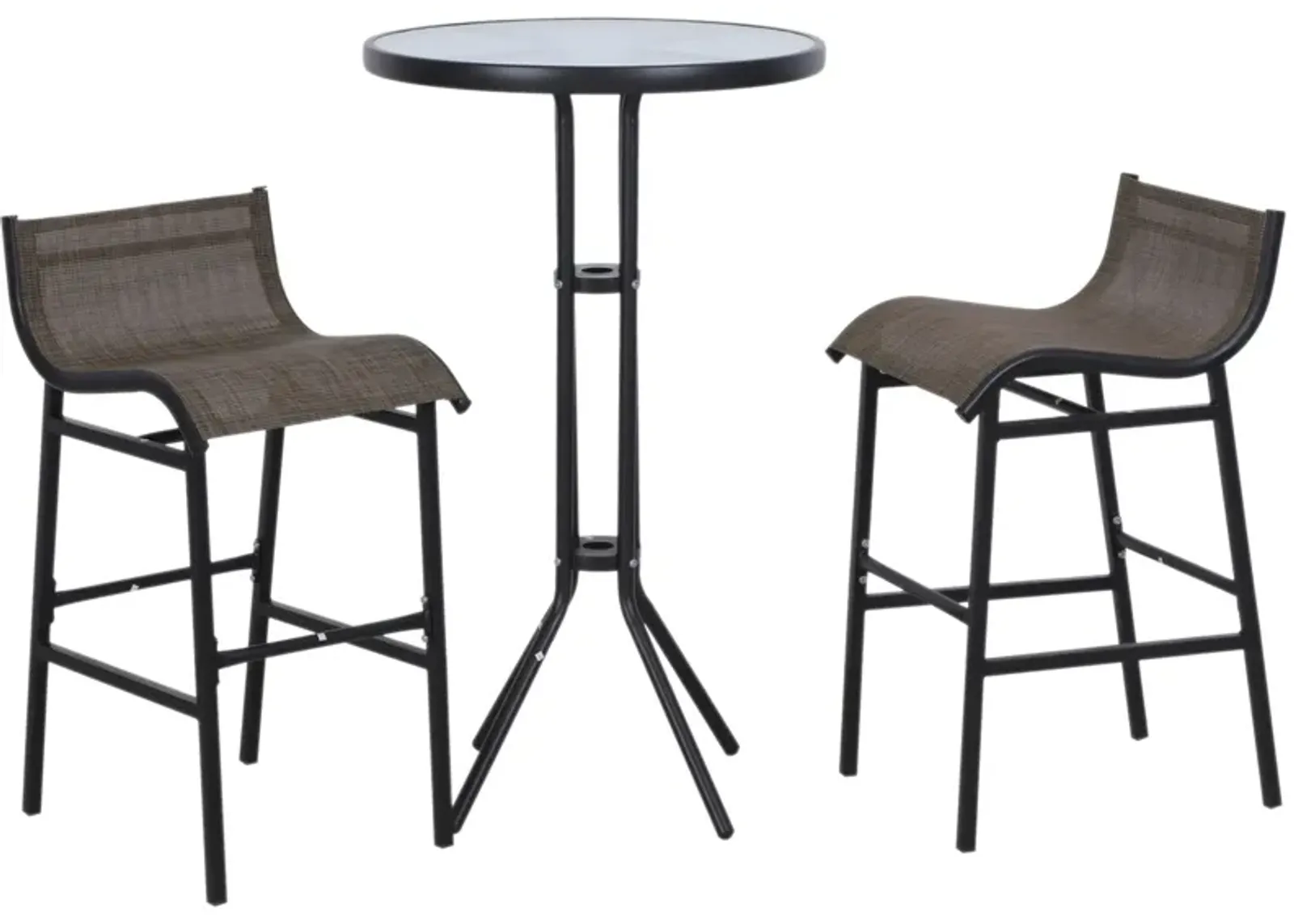 Elevated Outdoor Dining: 3-Piece Black/Tan High-Top Bistro Set