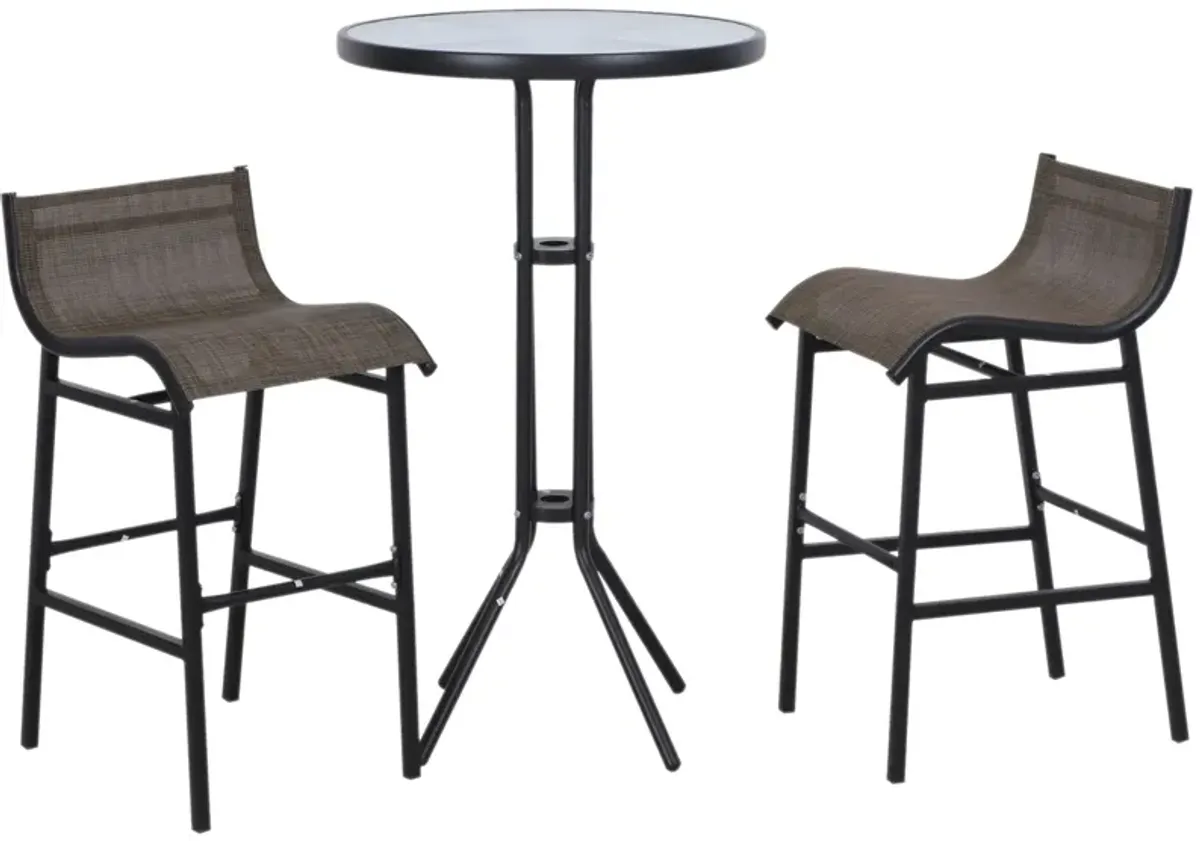 Elevated Outdoor Dining: 3-Piece Black/Tan High-Top Bistro Set