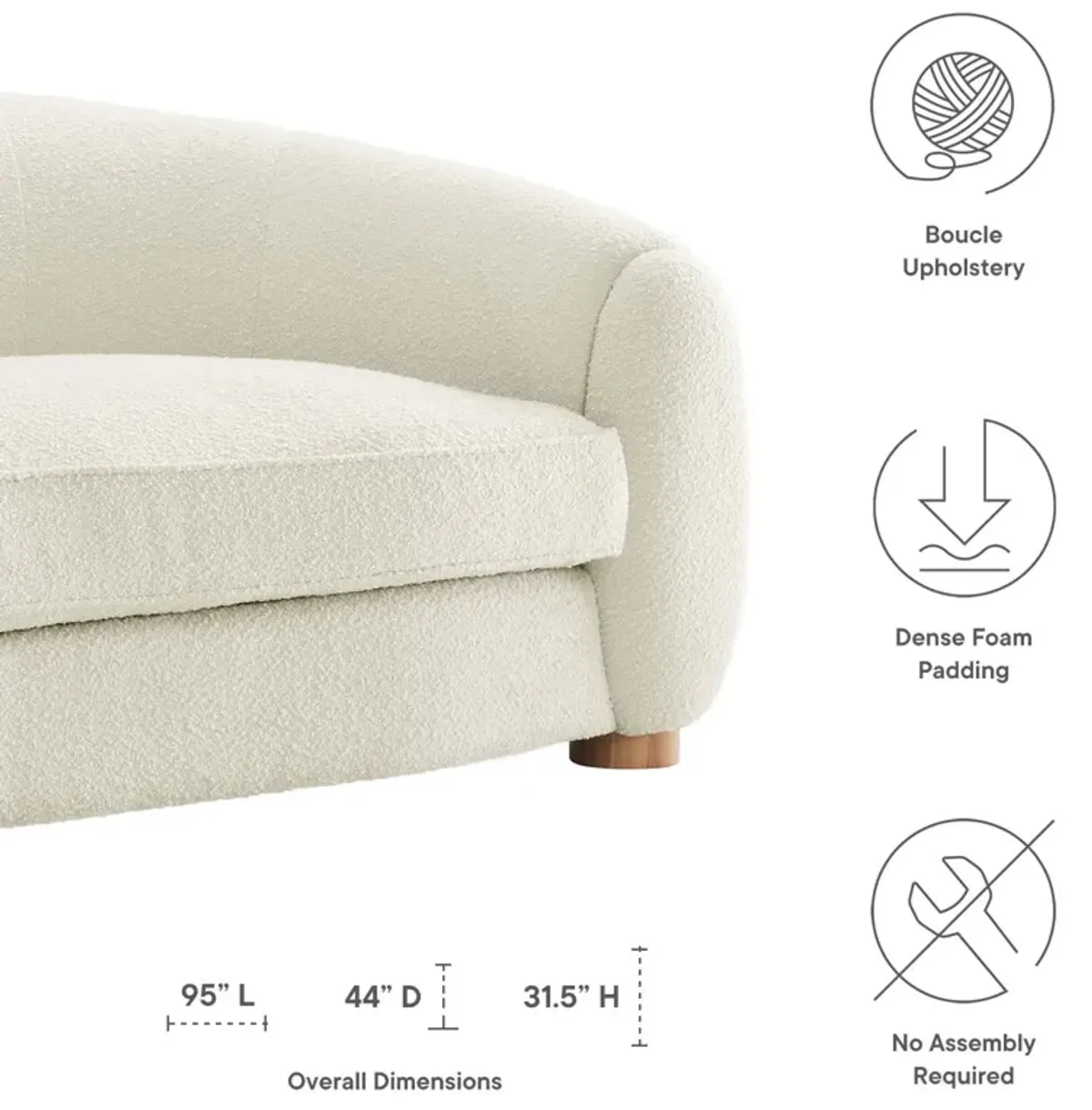 Abundant Boucle Upholstered Fabric Sofa