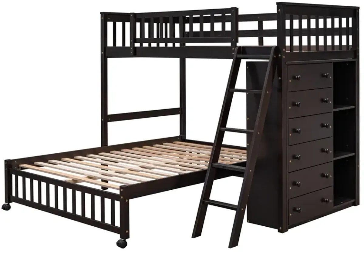 Merax Wooden Bunk Bed with 6 Drawers