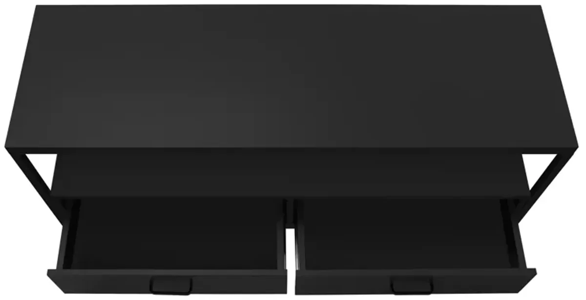 Monarch Specialties I 2870 Tv Stand, 48 Inch, Console, Media Entertainment Center, Storage Drawers, Living Room, Bedroom, Laminate, Metal, Black, Contemporary, Modern