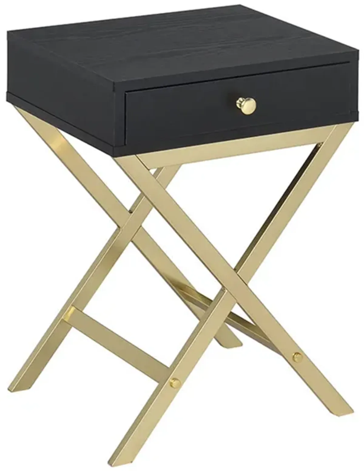 ACME Coleen Side Table, Black & Brass