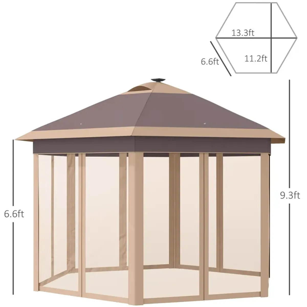 Beige Event Shelter: 11'x13' Pop-up Gazebo with LED Lights