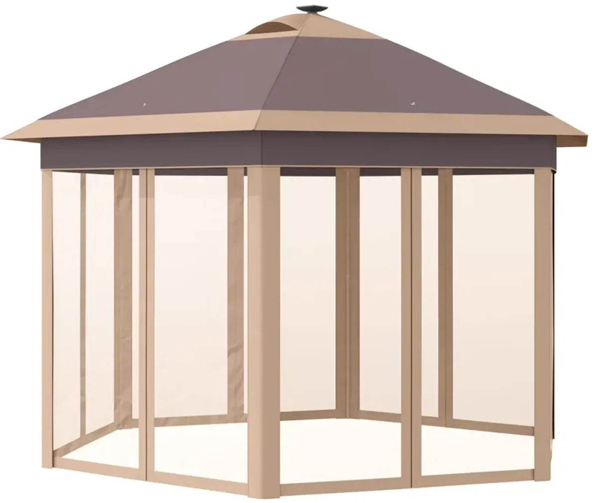 Beige Event Shelter: 11'x13' Pop-up Gazebo with LED Lights