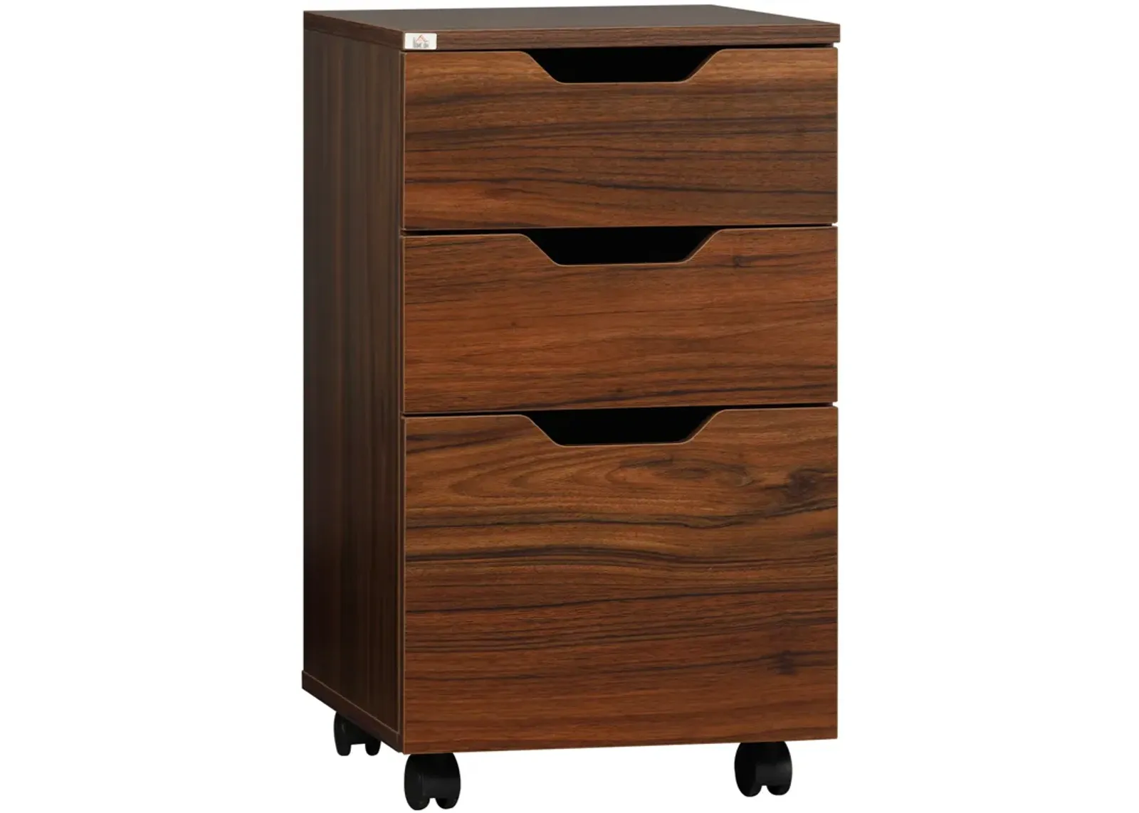 Brown Office Storage: Mobile 3-Drawer File Cabinet