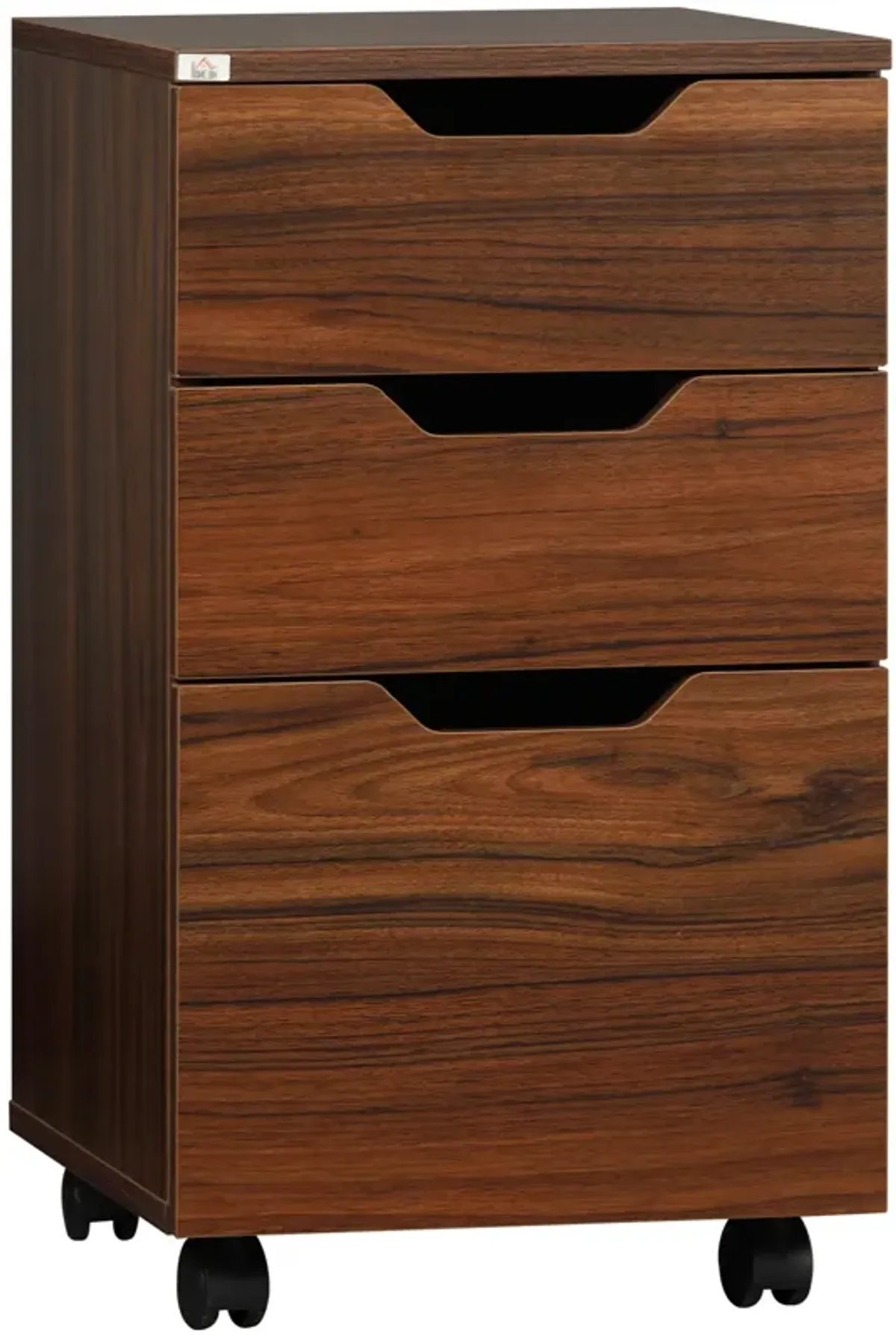 Brown Office Storage: Mobile 3-Drawer File Cabinet