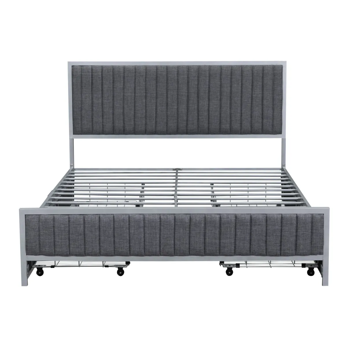 Merax Metal Frame Upholstered Bed Frame with 4 Drawers