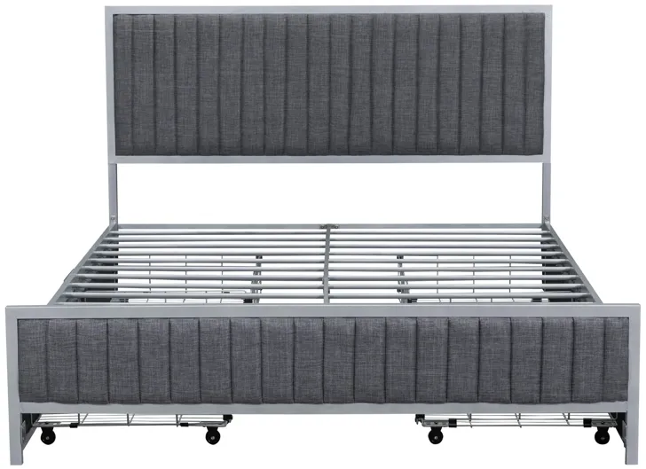 Merax Metal Frame Upholstered Bed Frame with 4 Drawers