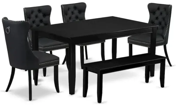 6 Piece Dining Table Set Contains a Rectangle Solid Wood Table