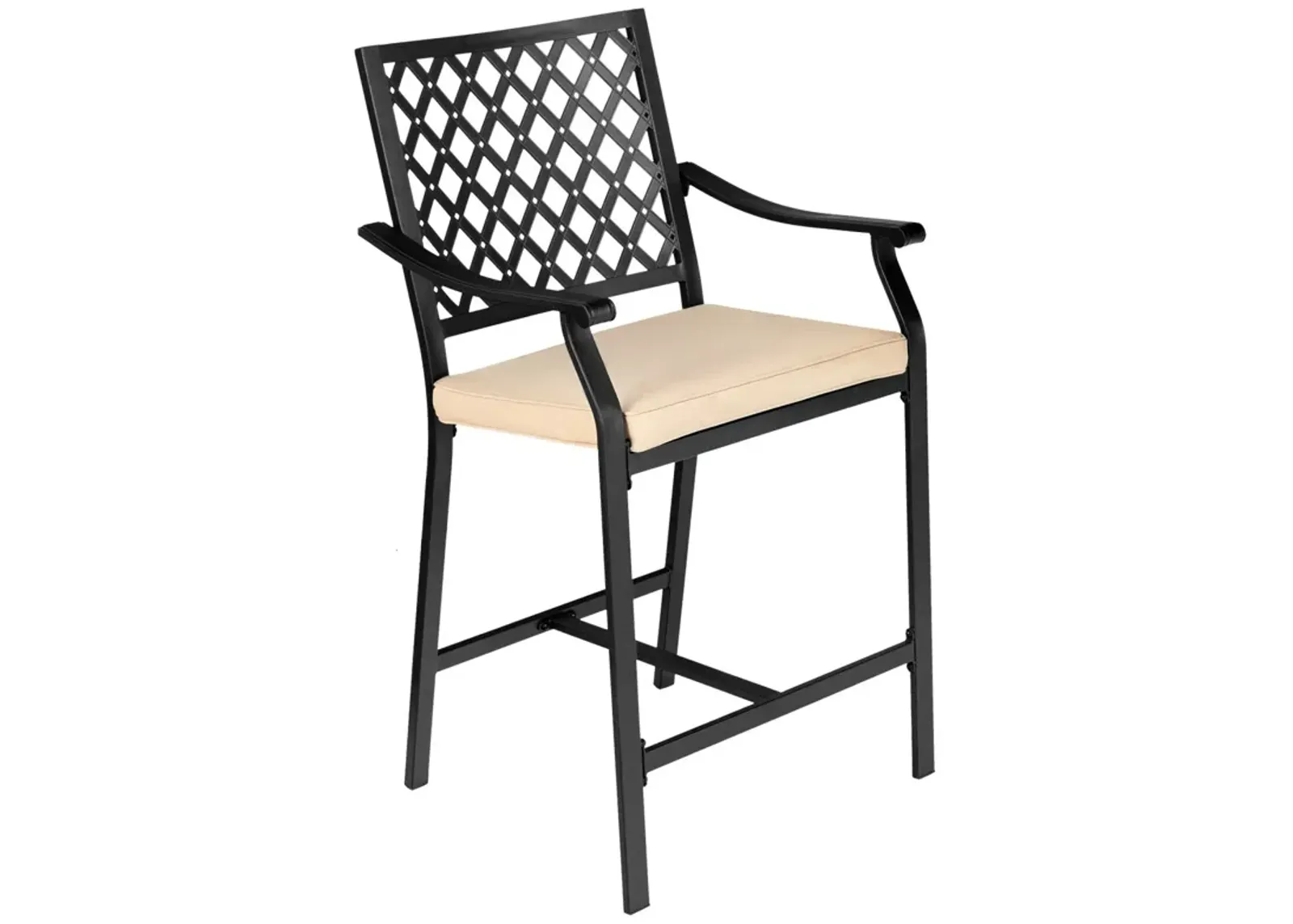 2 Pieces Patiojoy Patio Bar Stool with Height Cushion and Armrest