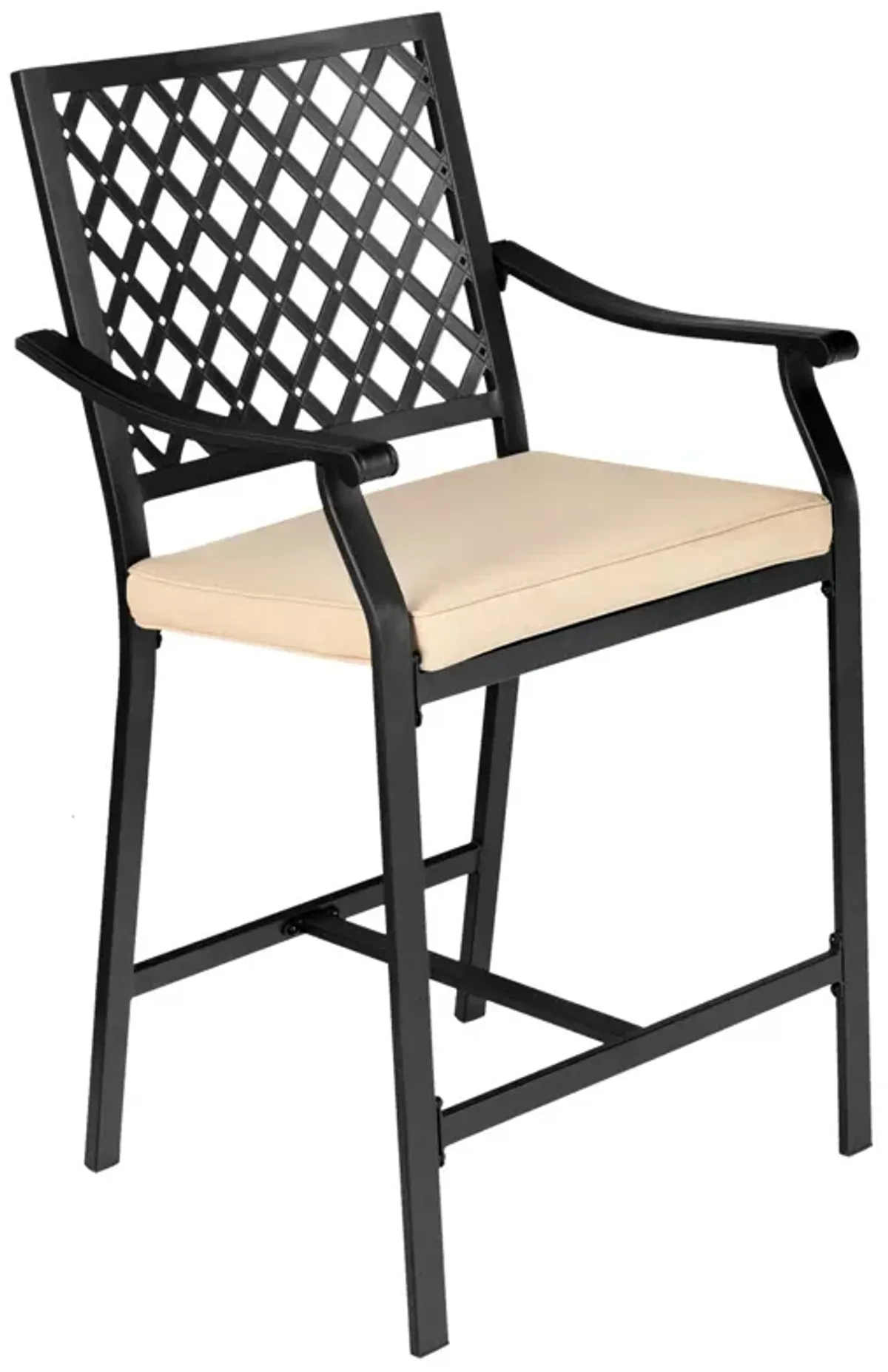 2 Pieces Patiojoy Patio Bar Stool with Height Cushion and Armrest