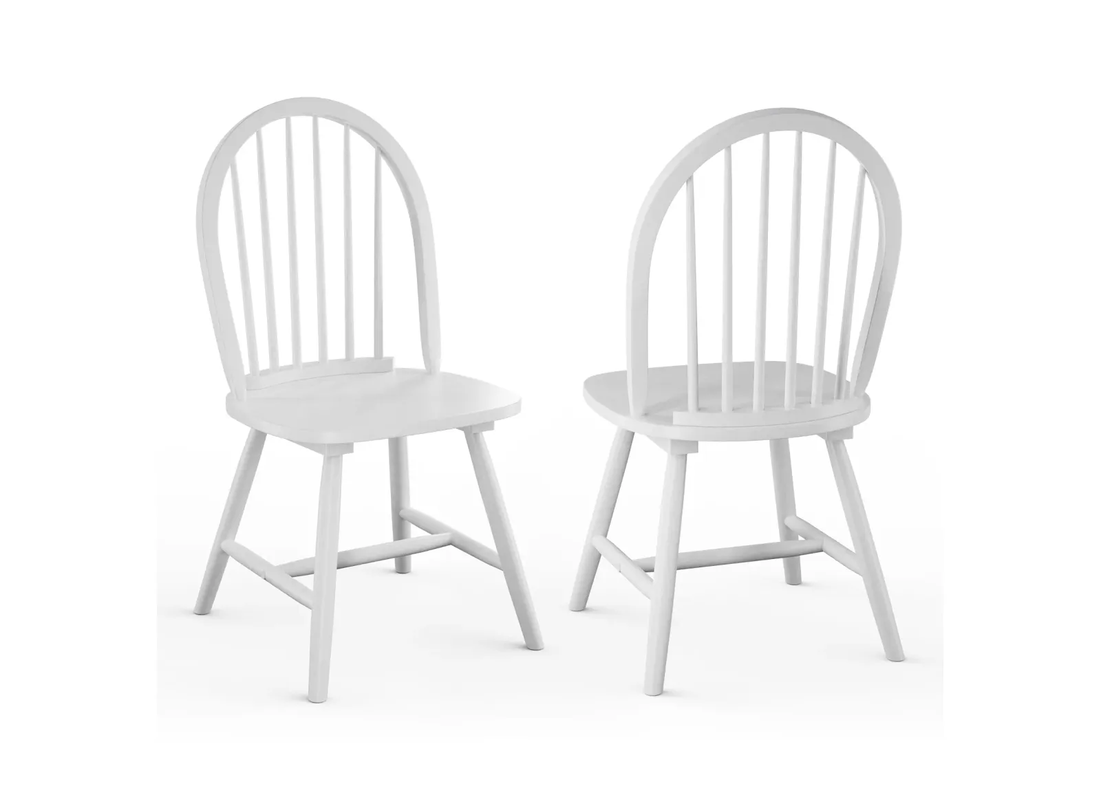 Set of 2 Vintage Windsor Wood Chair with Spindle Back for Dining Room-White