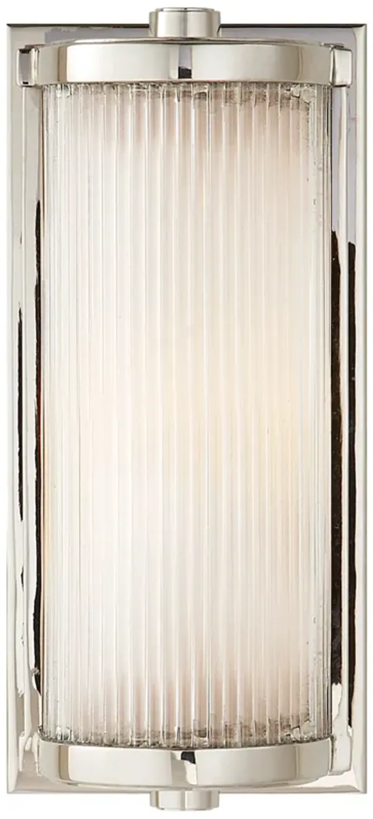 Dresser Short Glass Rod Light in Polished Nickel