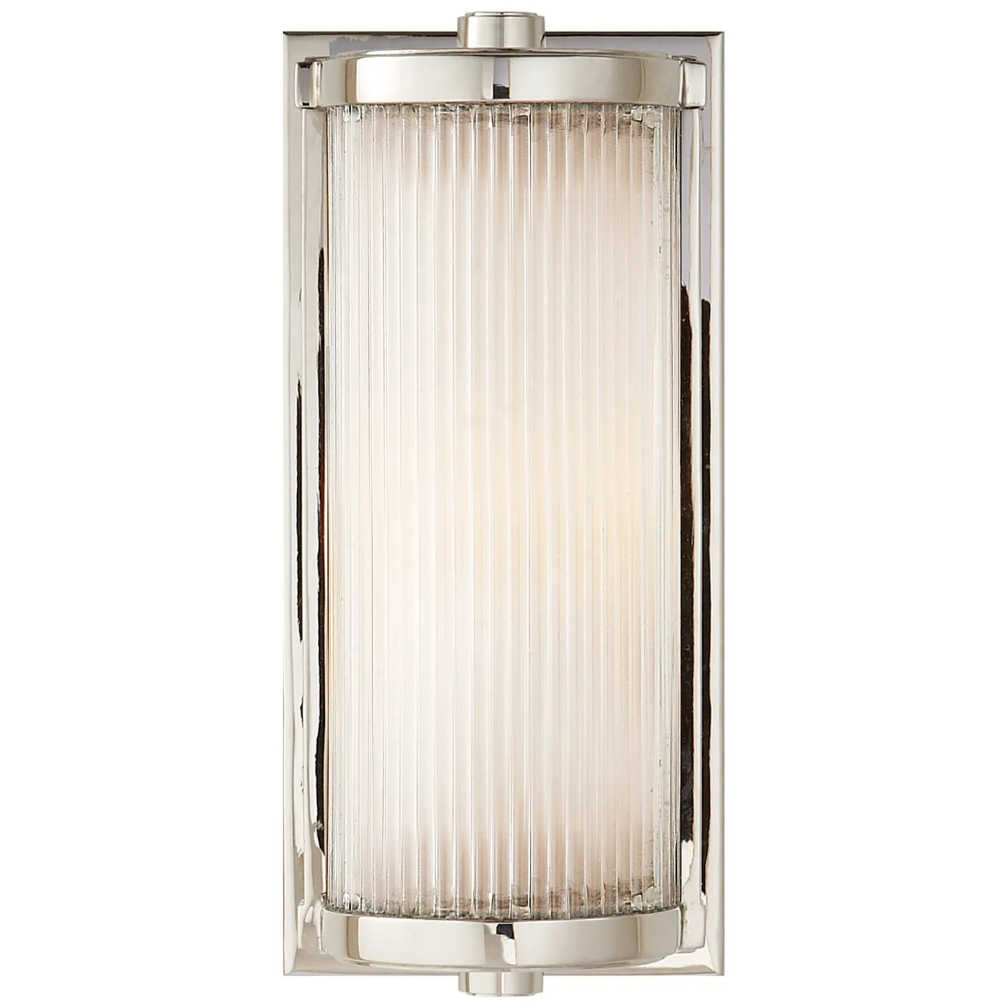 Dresser Short Glass Rod Light in Polished Nickel