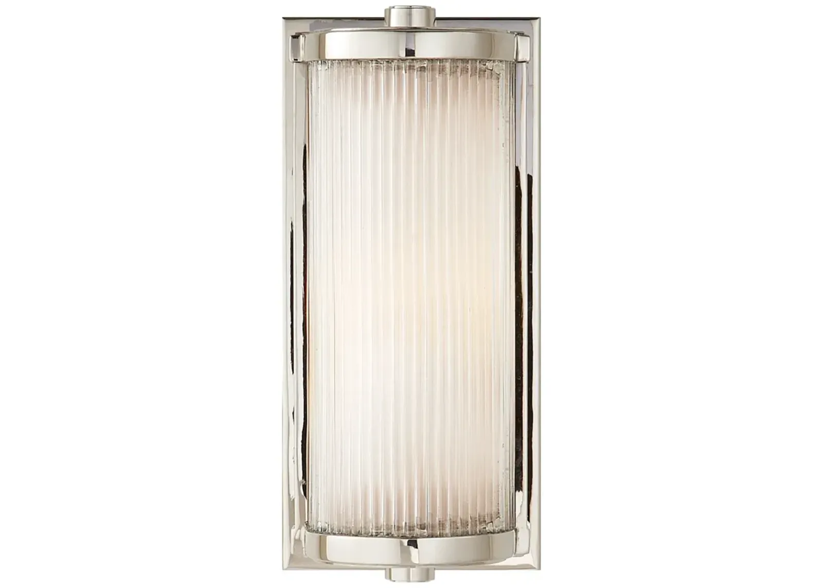 Dresser Short Glass Rod Light in Polished Nickel