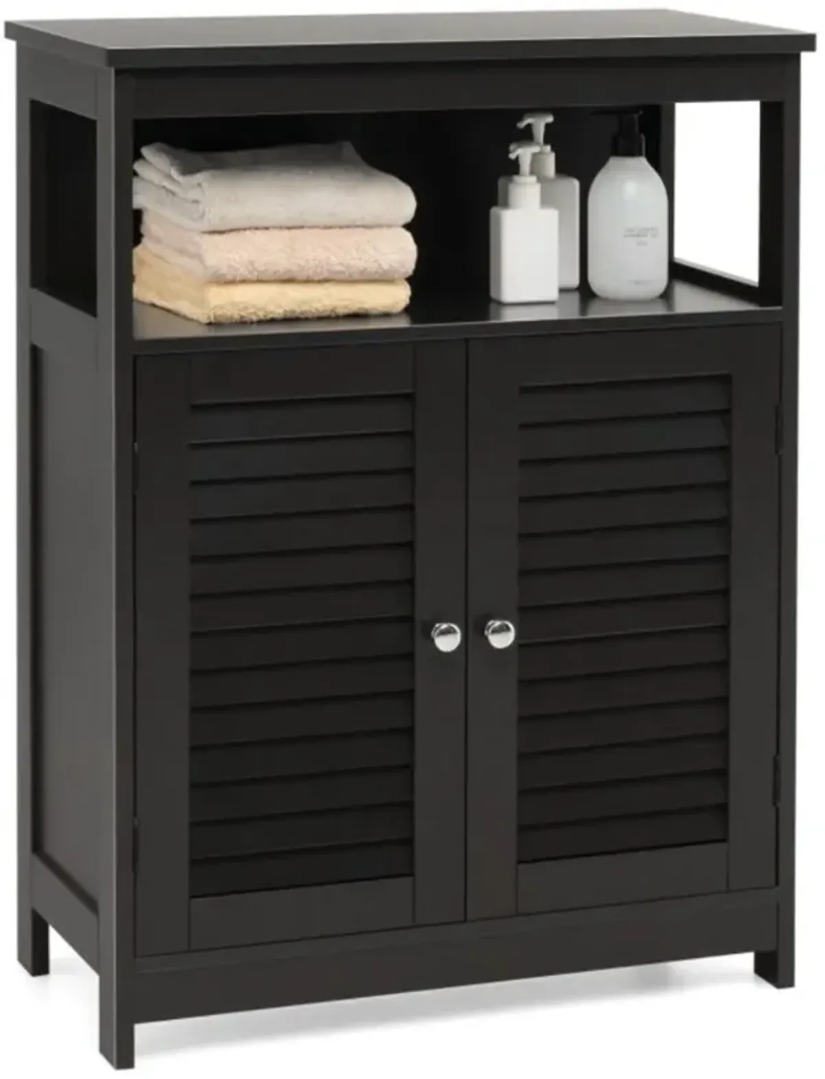 Hivvago Wood Freestanding Bathroom Storage Cabinet with Double Shutter Door