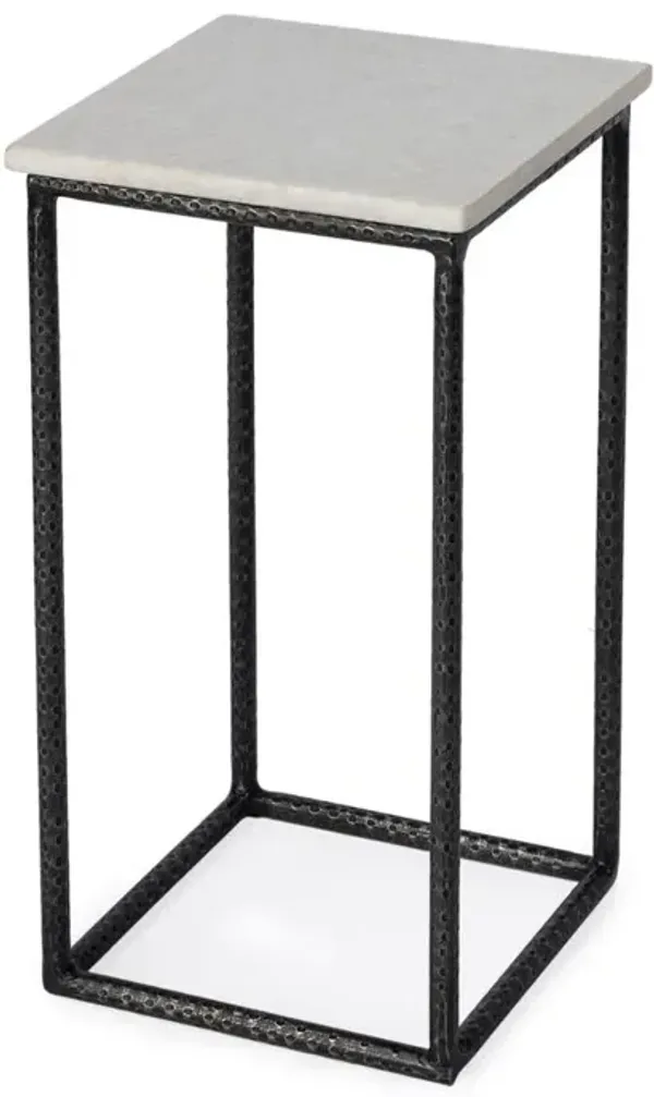 Butler Specialty Mabel Marble and Hammered Iron Side Table, White and Black