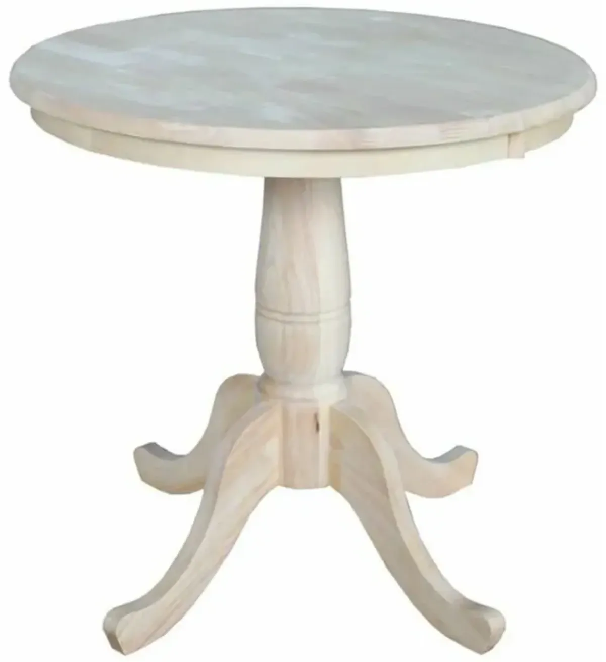 Hivvago Round 30-inch Unfinished Solid Wood Dining Table with Pedestal Base