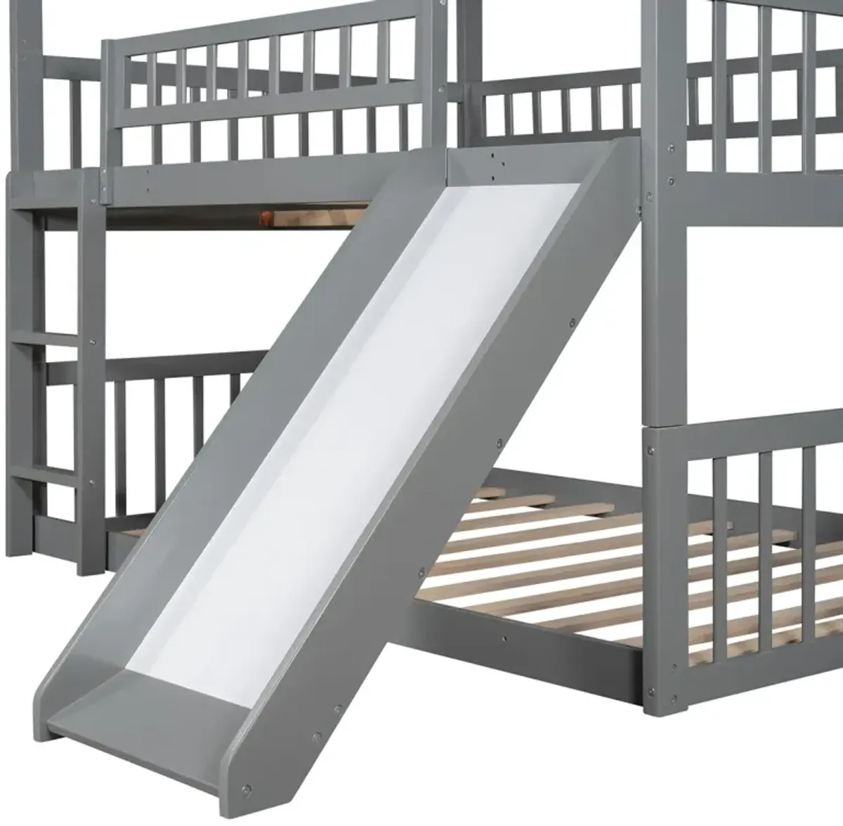 Full-Over-Full-Over-Full Triple Bed With Built-In Ladder And Slide, Triple Bunk Bed