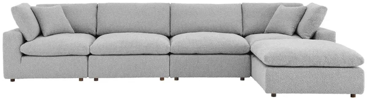 Commix Down Filled Overstuffed Boucle Fabric 5-Piece Sectional Sofa