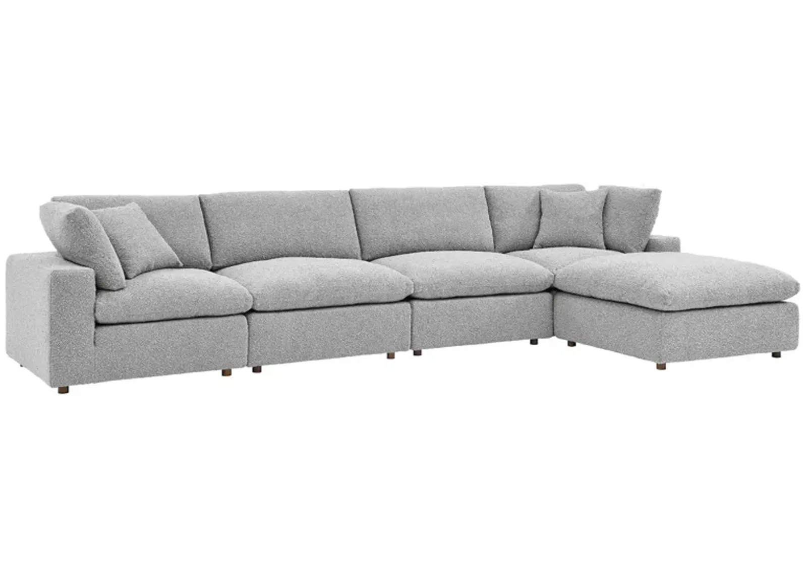 Commix Down Filled Overstuffed Boucle Fabric 5-Piece Sectional Sofa