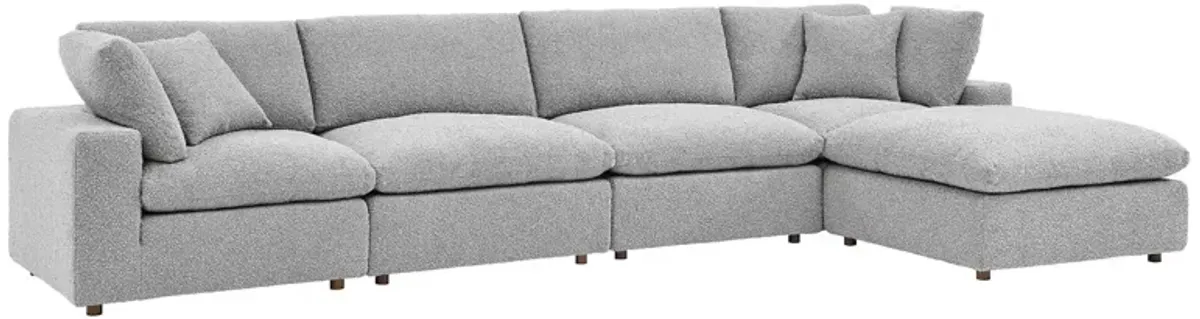 Commix Down Filled Overstuffed Boucle Fabric 5-Piece Sectional Sofa